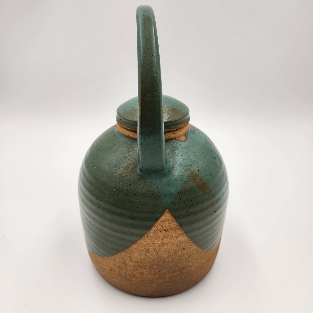 Mounce Studio Pottery Teapot Teal Green Glazed Signed 10.5in Wabi Sabi Organic - Picture 4 of 11